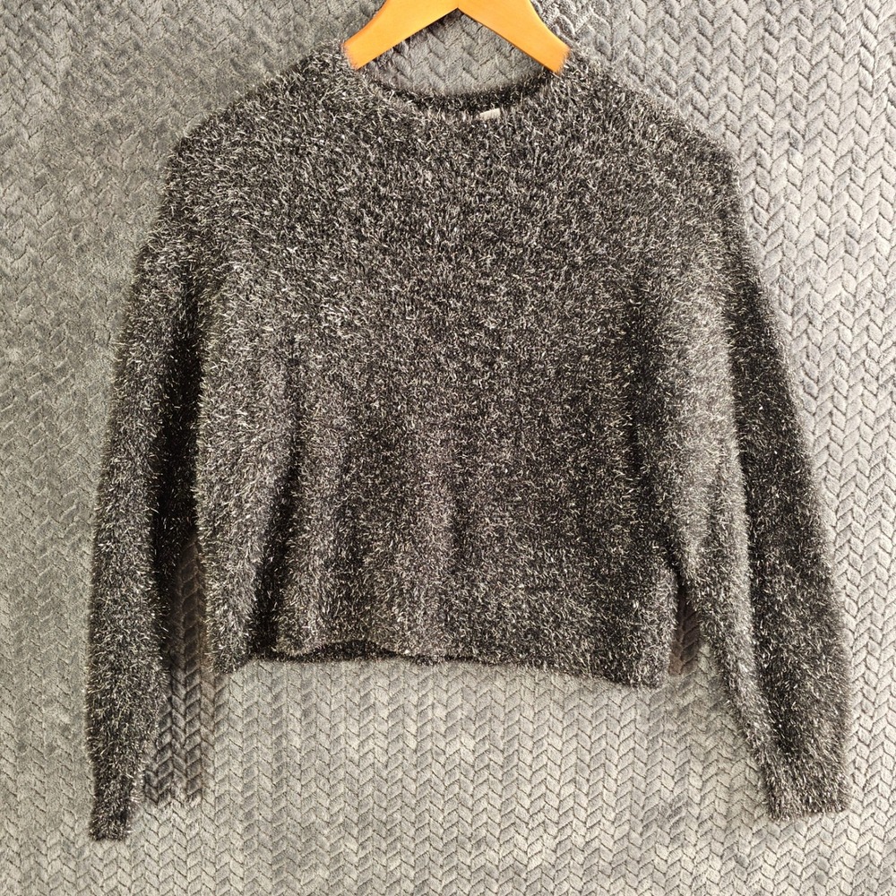 Gap Kids‎ Girls XL Black Sparkly Eyelash Knit Sweater Long Sleeve Crew Neck Boxy